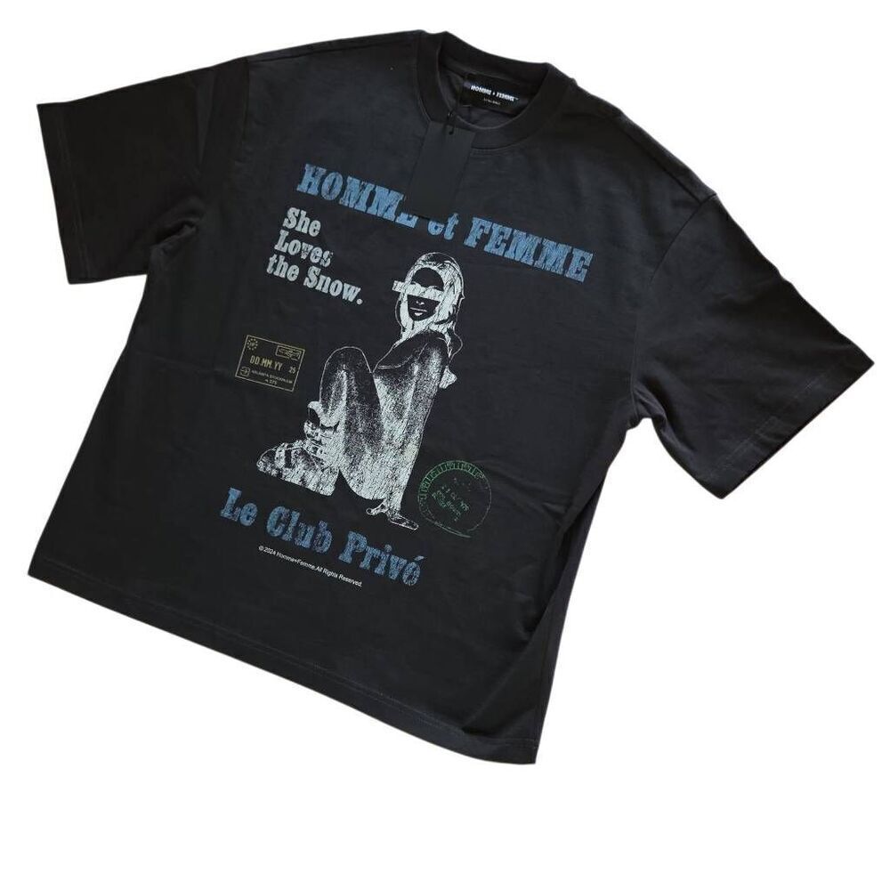 Homme+Femme T-Shirt Snow Bunny Cropped Tee Black XSmall